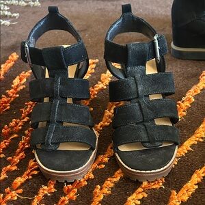 Crown Vintage Black Strappy Heels